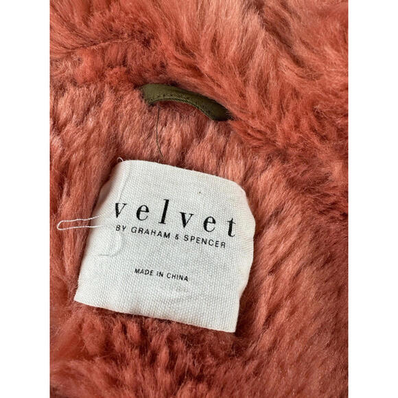 Velvet by Graham & Spencer Pink Faux Fur Lined Parka Coat Olive Size XS - Picture 6 of 7